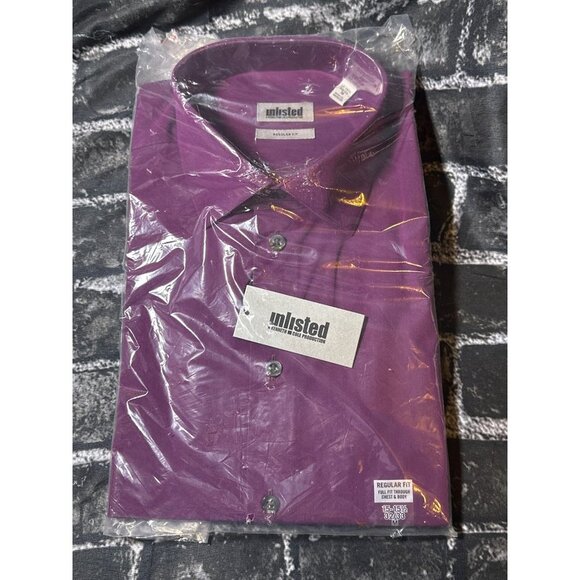 Unlisted Men's Dress Shirt Regular Fit Raspberry Button up, Size 15 32/33, NWT - Picture 2 of 6